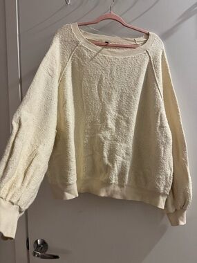 Free People Cream Bouclé Crewneck Sweater